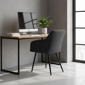 Sada štyroch jedálenských stoličiek LUXANO zamatové, čierne / čierne nohy (4 ks)