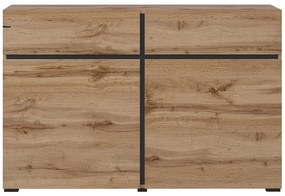 Kombinovaná komoda Cross 119 cm - dub wotan / čierna