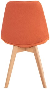 Stolička Linares (SET 4 ks) - látka, drevené nohy natura - Oranžová