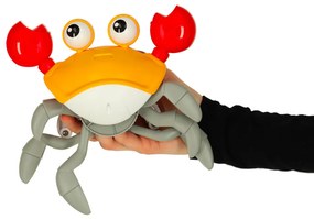KIK Interaktívna hračka krab so zvukom a senzorom, USB nabíjanie, červený