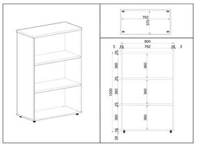 Stredná skriňa SimpleOffice 80 x 40 x 120 cm, breza