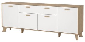 Biela/v prírodnej farbe komoda v dekore duba 196x73x39 cm Ikast – Tvilum