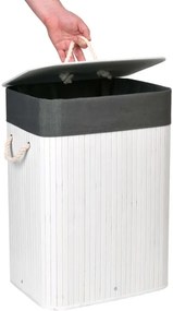 Kôš na bielizeň bambusový 80 l biely / sivý