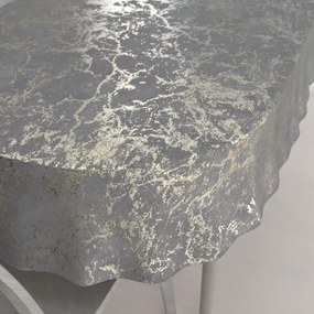 Biante Zamatový oválny obrus Isabela IBL-015 Zlatý mramor na svetlo sivom 140x180 cm