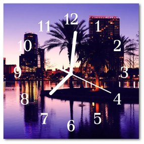 Sklenené hodiny štvorcové Florida palmy 30x30 cm