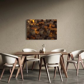 Obraz - Bronzové hexagóny (90x60 cm)
