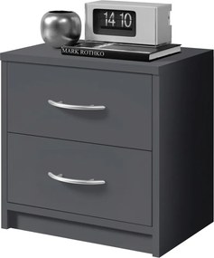 Nočný stolík s 2 zásuvkami Pepe, šedý grafit