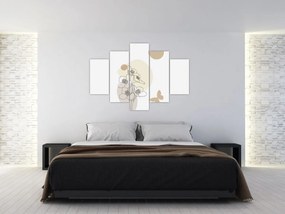 Obraz - Béžové kvety s motýľom N⁰4 (150x105 cm)