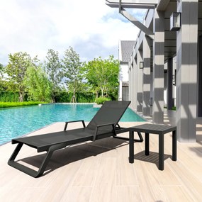 TROPIC ARM záhradné lehátko black/black