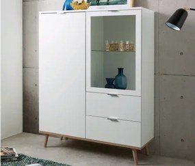 Vysoká skrinka Göteborg, biela / dub sonoma%