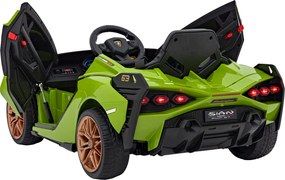 Ramiz Lamborghini SIAN batéria pre deti Zelená + diaľkové ovládanie + EVA + pomalý štart + LED Audio