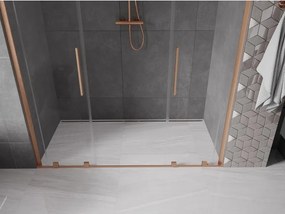 Mexen Velar L Duo, posuvné sprchové dvere do otvoru 180 cm, 8mm číre sklo, medená matná, 871-180-003-02-65