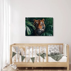 Obraz - Portrét tigra v džungli (90x60 cm)