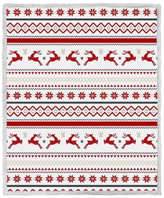 Vianočná biela baránková deka z mikroplyšu RETRO CHRISTMAS Rozmer: 200 x 220 cm