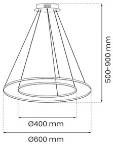 LED Luster na lanku HOOP LED/51W/230V pr. 60 cm 4000K zlatá