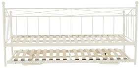 Kovová rozkladacia posteľ s prístelkou Zarola 90x200 cm - biela