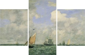 Obraz - Eugène Boudin, Ships and Sailing Boats Leaving Le Havre, reprodukcia (90x60 cm)