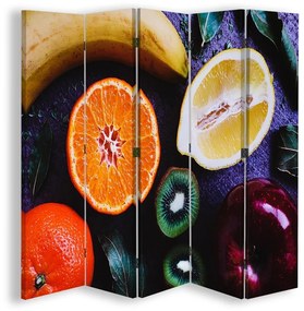 Ozdobný paraván, Šťavnaté ovoce - 180x170 cm, päťdielny, klasický paraván