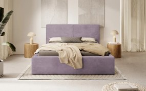 Posteľ Inez 180x200 cm, púdrovo fialová štrukturovaná látka