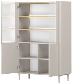 Vitrína Elivo 100 cm na nožičkách - kašmír / olejovaný dub