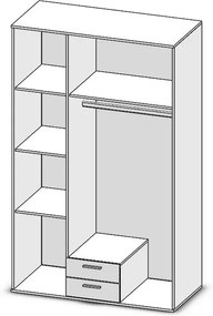 Šatníková skriňa Chicago, 120 cm, vintage optika