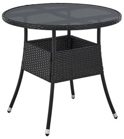 InternetovaZahrada Ratanový okrúhly stôl Yoro Ø80 cm - čierny