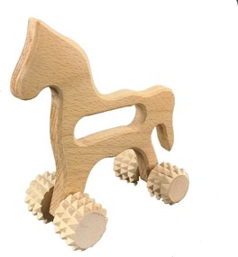 AMADEA Drevená masážna pomôcka koník, masívne drevo, 15 cm