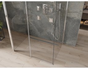 Mexen Omega, 3-stenný sprchovací kút s posuvnými dverami 110 (dvere) x 80 (stena) cm, 8mm číre sklo, chrómový profil, 825-110-080-01-00-3S