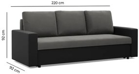 Trojmiestna rozkladacia sedačka LUNA popolová / čierna