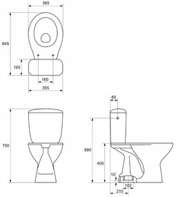 Cersanit President, kombi wc so splachovaním 3/6l, vertikálny odtok + s antibakteriálnym sedátkom z polypropylénu, biela, K08-029
