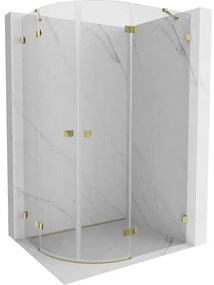 Mexen Lunar, pravý polkruhový sprchový kút 100 x 90 cm, 8mm číre sklo, zlatý profil, 833-100P-090L-50-00
