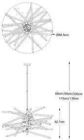 Zuma Line P0599-06A-V7AC - Luster na tyči REYKJAVIK 6xG9/42W/230V zlatý