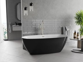 Mexen Luvo Slim, voľne stojaca vaňa 170 × 75 cm, biela-čierna, oceľový prepad, 52801707575-97