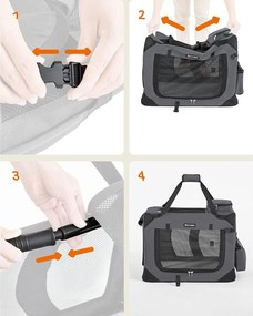 Skladací nosič pre domáce zvieratá, prepravný box, veľkosť M, sivý