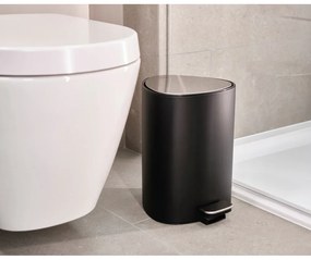 Matne čierny nášľapný oceľový odpadkový kôš 5 l EasyStore Luxe – Joseph Joseph