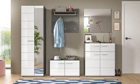 Predsieňová skriňa so zrkadlom Salsa, šedý dub/biely lesk
