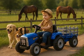 Elektrické autíčko Traktor s prívesom NV-X611 modré