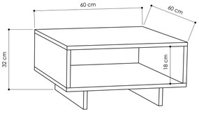 Dizajnový konferenčný stolík Eirian 60 cm biely