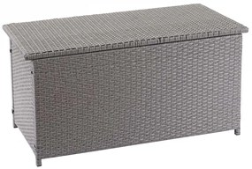 Polyratanový záhradný úložný box HWC-D88 - základná sivá, 51x115x59cm 250l