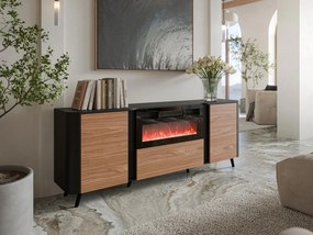 Komoda s krbom Newort 200 EF, Farby: čierna matná / orech