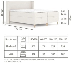Svetlosivá boxspring posteľ s úložným priestorom 160x200 cm Monpelli – Maison de Rêve