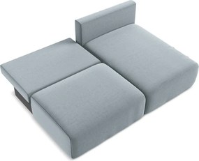 Modrá zamatová rozkladacia/s úložným priestorom rohová pohovka (pravý roh/s leňoškou) Kalena – Makamii