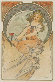 Obrazová reprodukcia The Arts 3, Heavily Distressed (Beautiful Vintage Art Nouveau Lady) - Alfons / Alphonse Mucha, (26.7 x 40 cm)