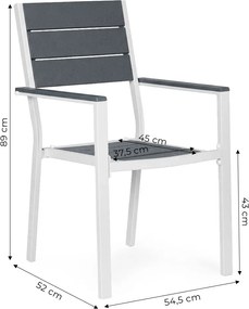 MultiGarden Sada 2 záhradných stoličiek - oceľ HDPE sivá biela MultiGarden