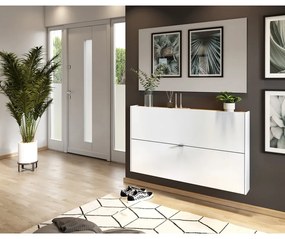 Biela výklopná/závesná skrinka na topánky v dekore duba 140x83x18 cm Ameca – Germania