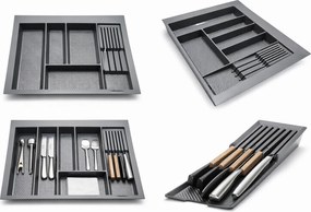 IN-DURO Držiak nožov, 10 priehradiek, plast antracit STRIPES - samostatne nepoužiteľný