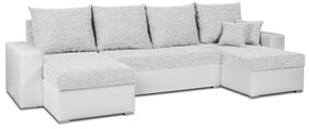 Rohová sedacia súprava s funkciou spania LEO-U Strieborná/biela