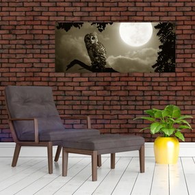Obraz - Nočná sova, zlatá (120x50 cm)