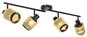 Priemyselné bodové svietidlo čierne so zlatom 4-žiarovkové - Kayden