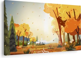 Obraz - Jesenná krajina, ilustrácie (90x60 cm)